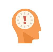 Human head with clock and exclamation mark showing deadline pressure vector