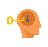 Key unlocking human mind potential problem solving vector