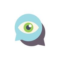 Eye watching inside speech bubble expressing concept of surveillance vector