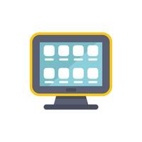 Desktop computer showing apps on screen displaying user interface vector