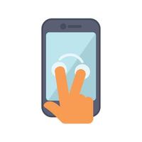 Hand zooming on smartphone screen using two fingers vector