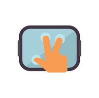 Hand using touchscreen with three fingers for zooming gesture vector