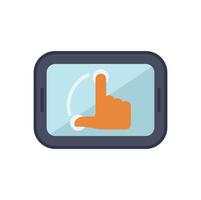 Hand zooming in on touchscreen of mobile device vector