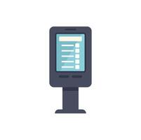 Digital interactive information kiosk displaying menu on white background vector