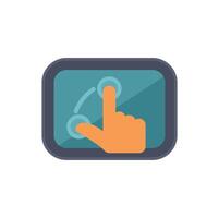 Hand gesturing swiping left on touchscreen device vector