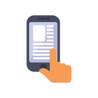 Hand using smartphone for reading news or articles vector