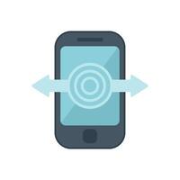 Smartphone showing data transfer with two arrows going through it vector