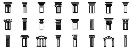 Greece pillar icons set. Set of architectural antique columns showing ancient greek style vector