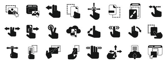 Drag drop icons set. Hand gestures for touch screen devices using multi touch functionality vector