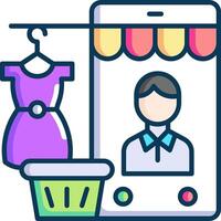A smartphone with a woman in a dress and a basket vector