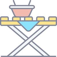 A picnic table with a bowl and a plate vector