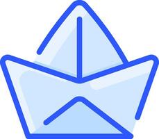 A paper boat icon with a blue outline vector