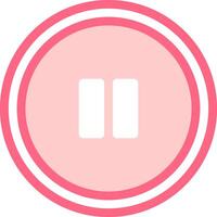 A pink button with two white lines on it vector