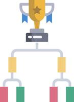 A trophy is on top of a chain of different colored blocks vector