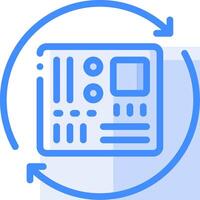 A blue icon with a computer in the middle vector