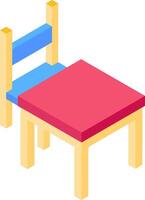 A small table and chair with a red cushion vector