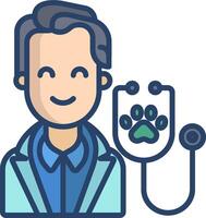 A doctor with a stethoscope and a dog paw vector