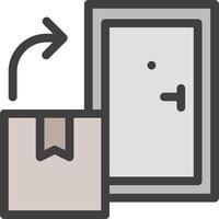 An icon of a door with a box and a box vector