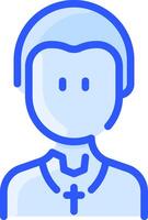 A blue icon of a man with a cross on his head vector