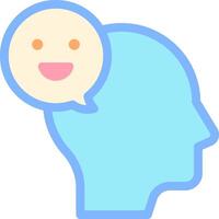A blue head with a smiley face and a speech bubble vector
