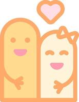 Two yellow and orange characters hugging each other vector