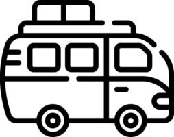 A black and white image of a camper van vector