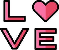 Love icon with heart and pink letters vector