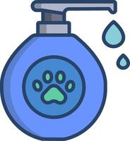Dog shampoo bottle with paw print and droplet vector