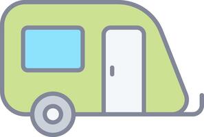 A green camper trailer with a blue window vector