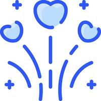 A blue heart shaped flower with two hearts vector