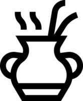 A black and white image of a pot with a stick vector