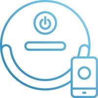 A blue circle with a phone and a power button vector