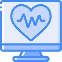 A computer monitor with a heart beat icon vector