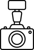 A camera with a flash light on top vector