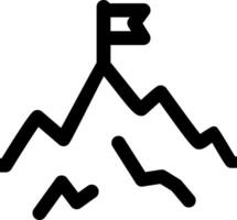 A black and white image of a mountain with a flag on top vector