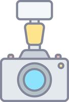 A camera with a light on top vector