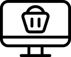 A computer monitor with a basket icon on it vector