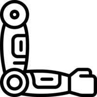A robot is shown in black and white vector