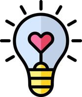 Light bulb with heart icon vector