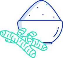 A bowl of rice and a bowl of taro root vector