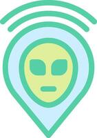 An alien face with a green and blue background vector