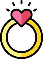 An engagement ring with a heart in the middle vector