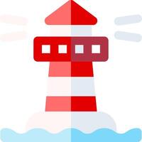 A red and white lighthouse with a light on top vector