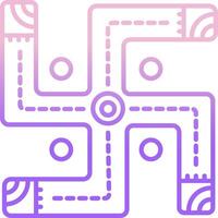 A purple and white icon of a cross vector