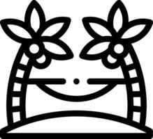 A black and white drawing of a palm tree with two people vector