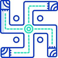 A blue and green icon with a circle and a line vector