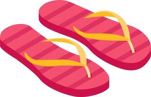 A pair of flip flops with yellow and red stripes vector