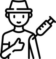 A man with a syringe and a hat vector