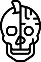 A black and white skull with a line drawing of a face vector