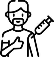 A man with a syringe and a thumbs up vector